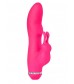 Розовый вибратор с клиторальным стимулятором PURRFECT SILICONE DELUXE RABBIT - 19 см.