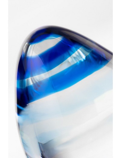 Стеклянная анальная втулка с синим кончиком - 11,5 см.