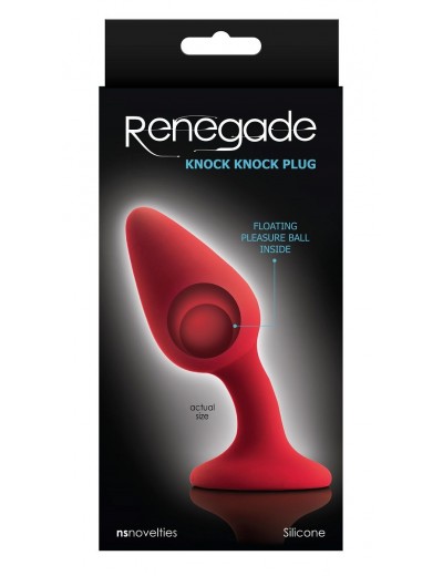 Красная анальная пробка со смещенным центром тяжести Renegade Knock Knock Plug - 11,9 см.
