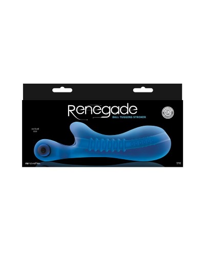 Синий мастурбатор с вибростимулятором мошонки Renegade Ball Tugging Stroker