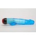 Голубой вибратор-реалистик с мошонкой и подсветкой - 21,5 см.