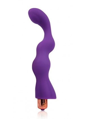 Фиолетовый рельефный вибромассажер - 17,5 см.