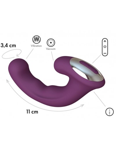 Фиолетовый вибратор Phoenix с вакуумной стимуляцией клитора - 18 см.