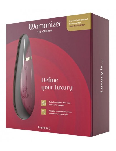 Бордовый клиторальный стимулятор Womanizer Premium 2