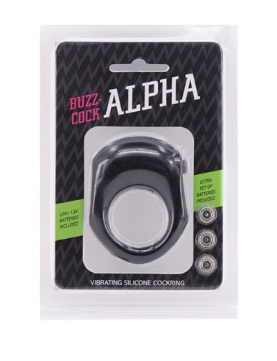 Чёрное эрекционное кольцо с вибрацией BUZZ COCK ALPHA