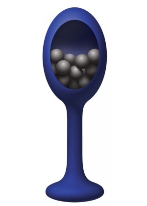 Синяя анальная пробка с шариками внутри Rattler - 12,7 см.