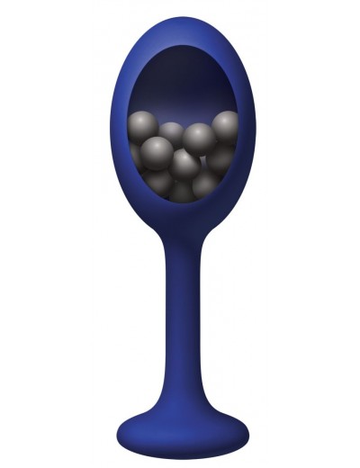 Синяя анальная пробка с шариками внутри Rattler - 12,7 см.