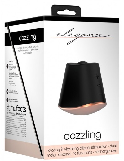 Черный клиторальный стимулятор Dazzling с вибрацией и ротацией - 6,7 см.