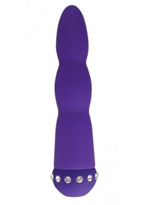 Фиолетовый вибратор WAVY WAND со стразами - 14 см.