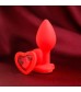 Красная анальная пробка  Сердечко  - 7,3 см.