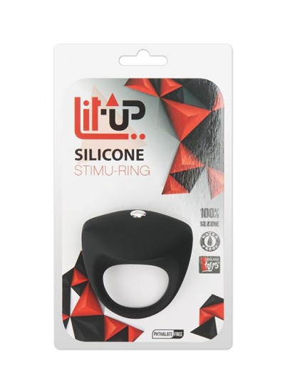 Чёрное эрекционное кольцо LIT-UP SILICONE STIMU RING 8