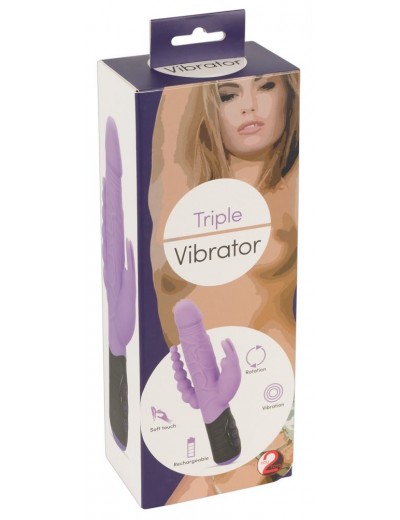 Сиреневый тройной вибратор Triple Vibrator - 22,2 см.