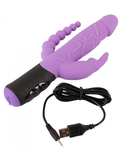 Сиреневый тройной вибратор Triple Vibrator - 22,2 см.