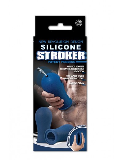 Синий мастурбатор с мягкими рёбрышками SILICONE STROKER