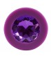 Фиолетовая анальная пробка с кристаллом - 8 см.