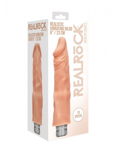 Телесный реалистичный вибратор Vibrating Dildo - 25 см.