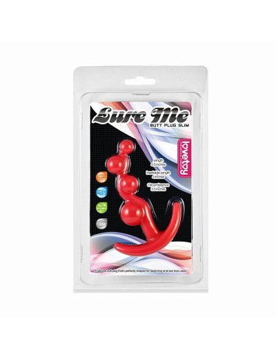 Красная анальная цепочка LURE ME Silicone Anal Toy - 10,5 см.