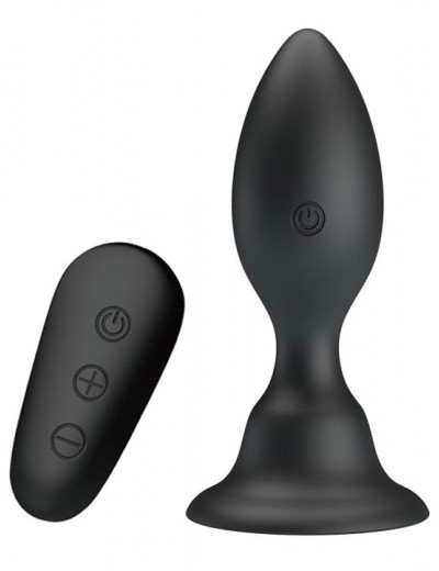 Черная анальная вибропробка с пультом Mr.Play - 10,8 см.