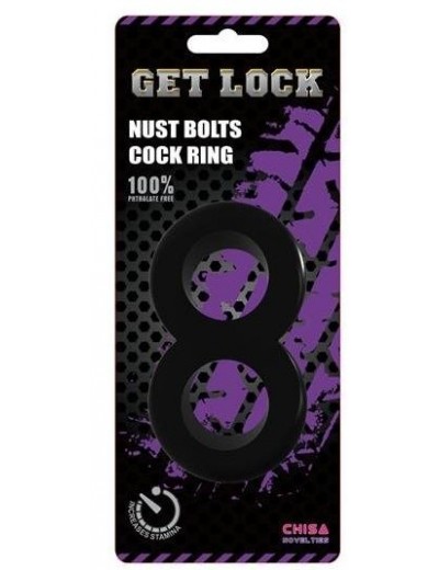 Черное гладкое двойное эрекционное кольцо Get Lock