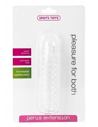 Прозрачная насадка на пенис с шипами по всей длине - 13 см.