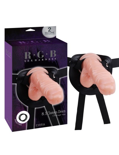 Телесный страпон 8.5  JAMES DEEN Strap-On - 15 см.