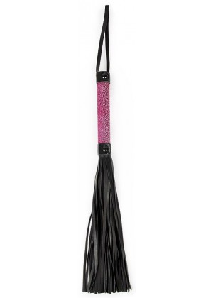 Черная плеть-флогер с розовой ручкой - 40 см.