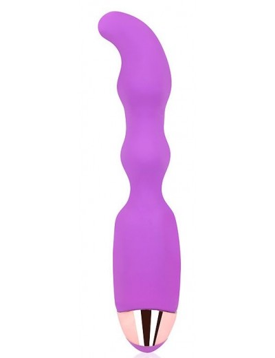 Фиолетовый вибромассажер с изогнутым кончиком - 17,5 см.