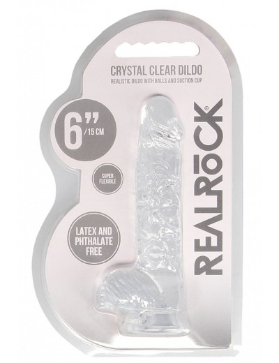 Прозрачный фаллоимитатор Realrock Crystal Clear 6 inch - 17 см.