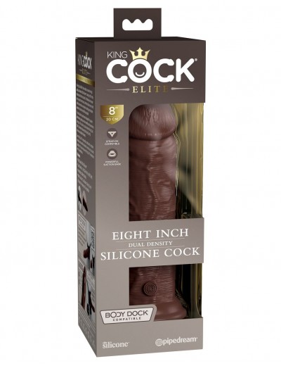 Коричневый фаллоимитатор 8  Silicone Dual Density Cock - 22,8 см.