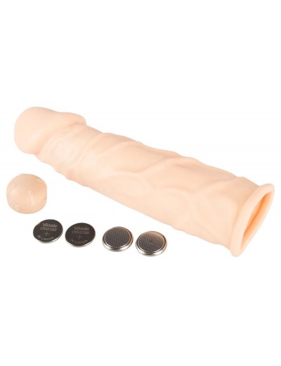 Телесная удлиняющая насадка с вибрацией Silicone Extension Vibrating - 19 см.