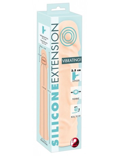 Телесная удлиняющая насадка с вибрацией Silicone Extension Vibrating - 19 см.