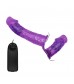 Женский фиолетовый страпон с вагинальной вибропробкой Ultra - 17,5 см.
