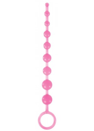 Розовая анальная цепочка-елочка Pleasure Beads - 30 см.