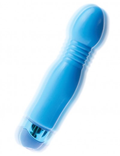 Голубой гибкий вибромассажер Powder Puff Massager - 17,1 см.