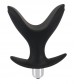 Чёрная анальная V-образная пробка Black Velvets Vibrating Anchor Plug с вибрацией - 10,3 см.