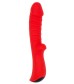 Красный вибромассажёр с рёбрышками Ribbed - 18 см.