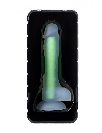 Прозрачно-зеленый фаллоимитатор, светящийся в темноте, Dick Glow - 18 см.