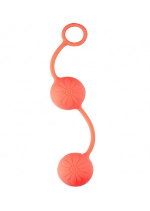 Оранжевые вагинальные шарики с цветочками на поверхности