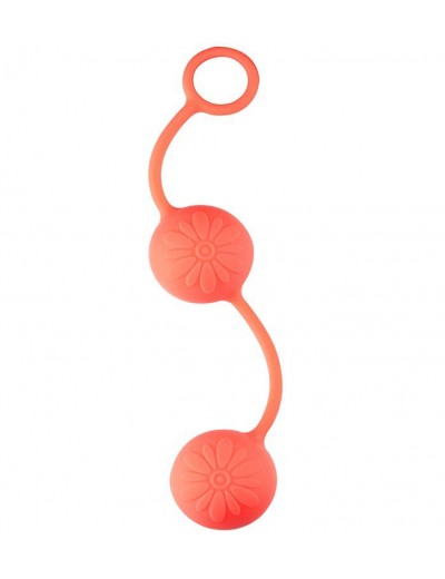 Оранжевые вагинальные шарики с цветочками на поверхности