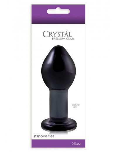 Большая темно-серая стеклянная анальная пробка Crystal Large - 8,5 см.