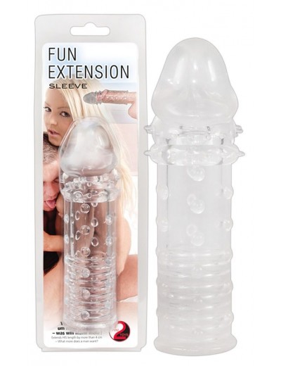 Прозрачная насадка на пенис Fun Extension - 16 см.