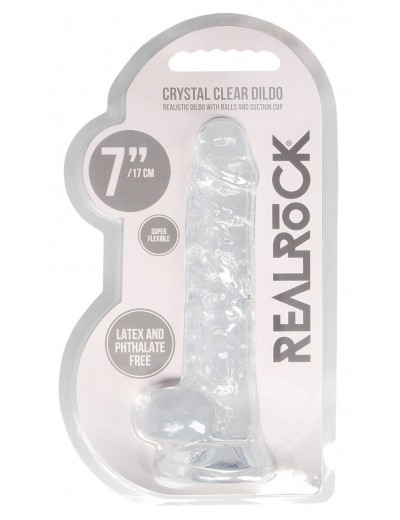 Прозрачный фаллоимитатор Realrock Crystal Clear 7 inch - 19 см.