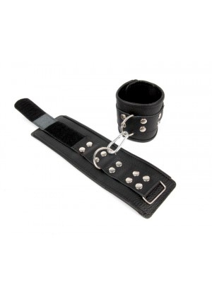 Черные кожаные наручники с заклепками с фиксацией липучками