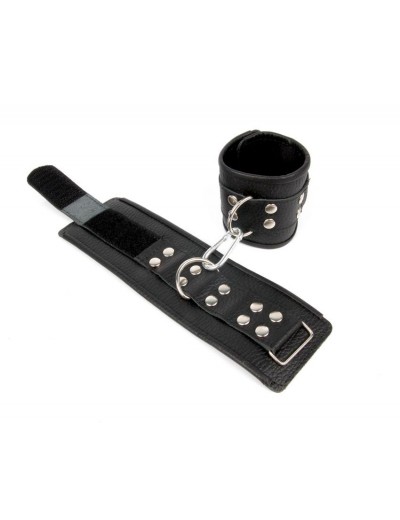 Черные кожаные наручники с заклепками с фиксацией липучками