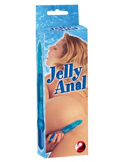 Голубой гелевый анальный вибратор Jelly Anal - 17 см.