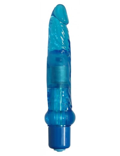 Голубой гелевый анальный вибратор Jelly Anal - 17 см.