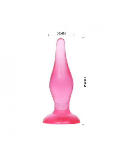 Розовая анальная пробка с присоской - 13,8 см.