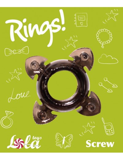 Чёрное эрекционное кольцо Rings Screw