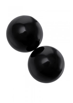 Чёрные гладкие вагинальные шарики из стекла