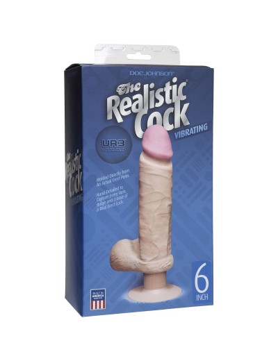 Вибромассажер-реалистик на присоске The Realistic Cock ULTRASKYN Vibrating 6”- 21,6 см.